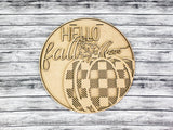 Hello Fall Buffalo Plaid Pumpkin Door Hanger - LEVEL 1