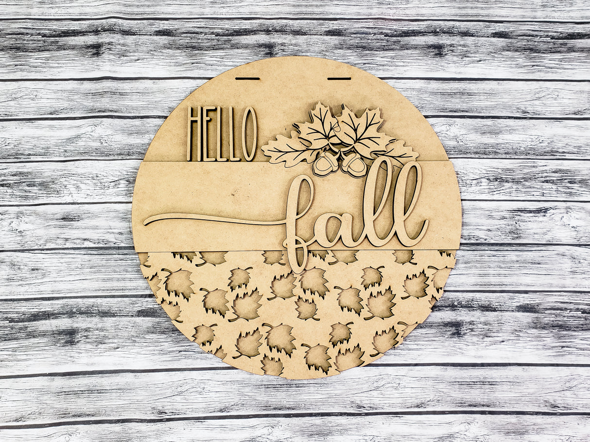 Hello Fall Leaves Door Hanger - LEVEL 2
