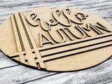 3D hello AUTUMN Stripes Door Hanger Unfinished Kit
