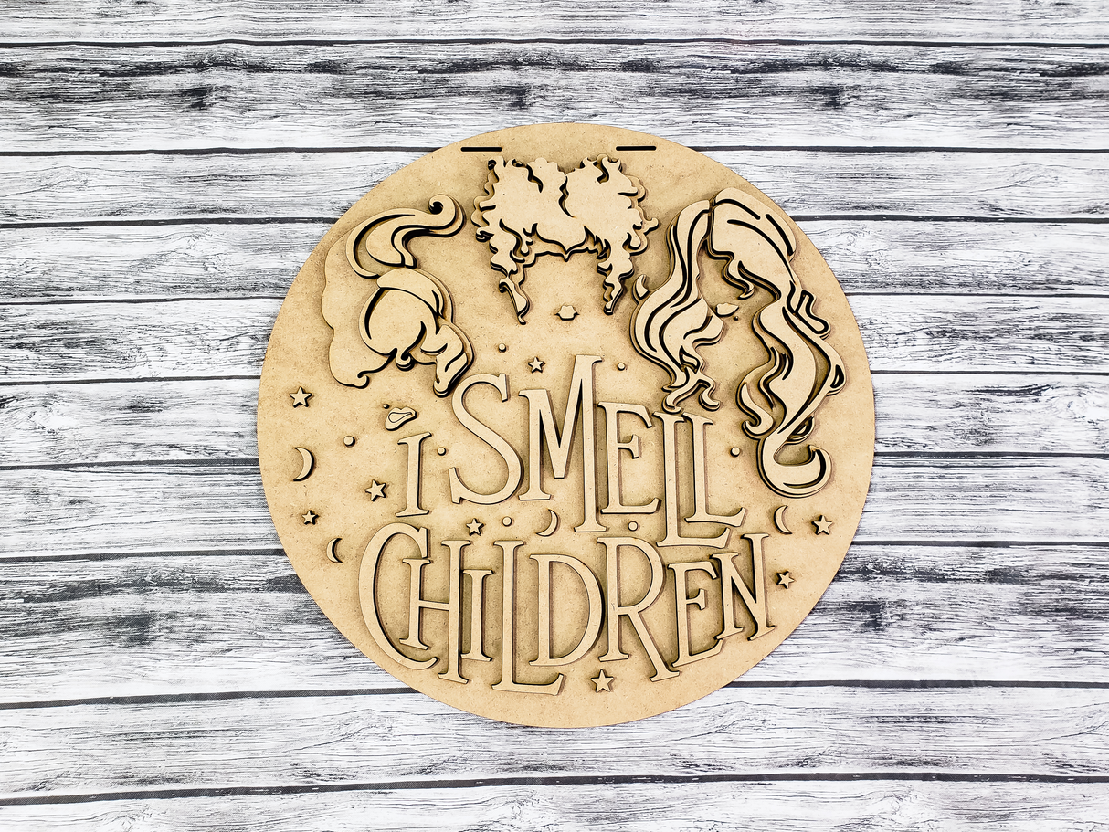 3D I Smell Children Hocus Pocus Door Hanger Unfinished Kit