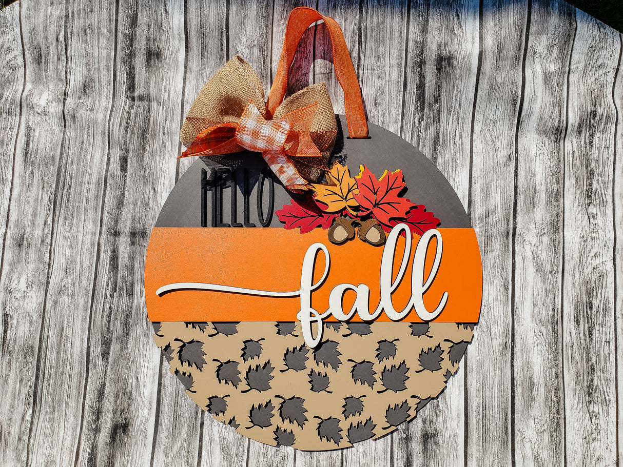 Hello Fall Leaves Door Hanger - LEVEL 2
