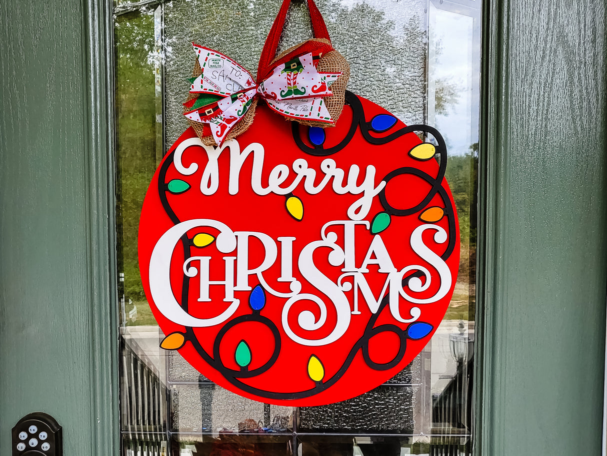 Merry Christmas Lights Door Hanger - LEVEL 2