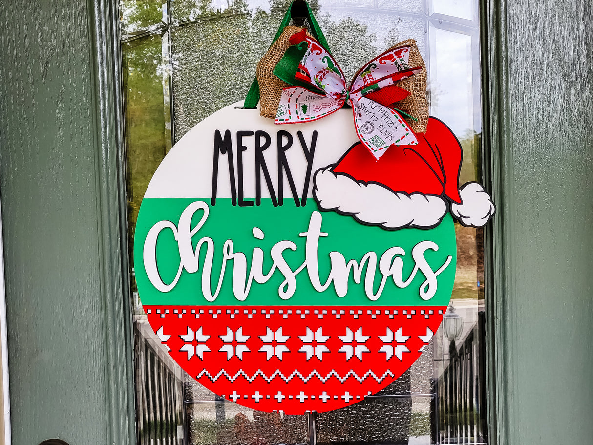 Merry Christmas Santa Hat and Sweater Door Hanger - LEVEL 1