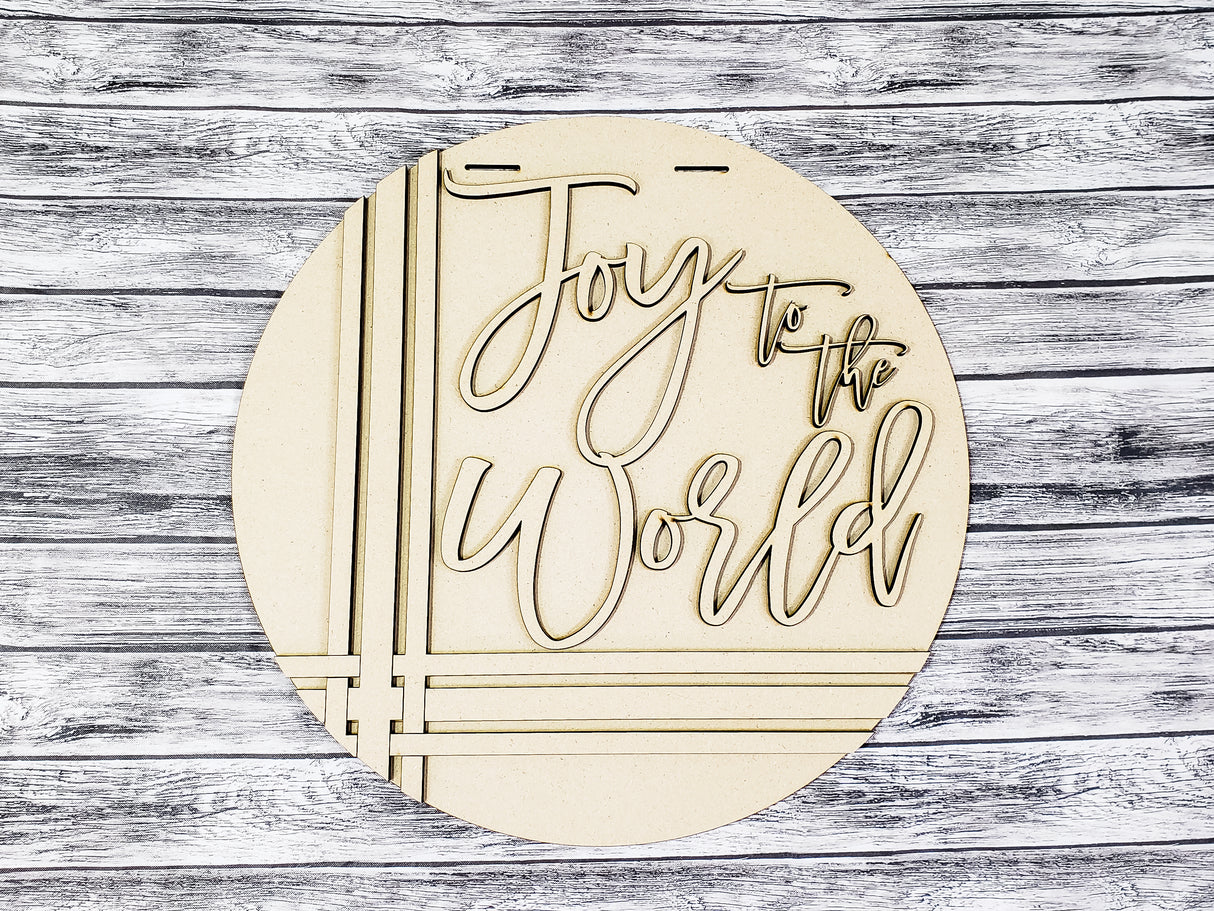 Joy to the World Stripes Door Hanger Unfinished Kit
