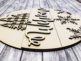 Welcome Buffalo Plaid Pine Tree and Snowflakes Door Hanger - LEVEL 1