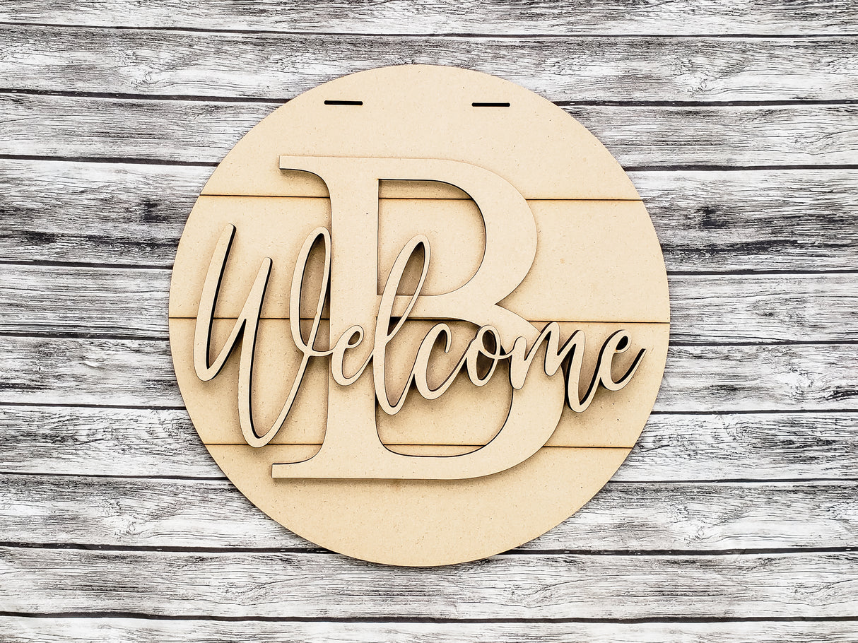Monogram Welcome Door Hanger Unfinished Kit