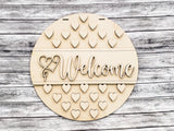 Welcome Large Heart Pattern Door Hanger Unfinished Kit