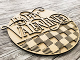 Happy Valentines Buffalo Plaid Door Hanger Unfinished Kit