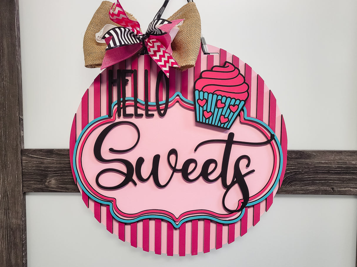 Hello Sweets Cupcake Door Hanger
