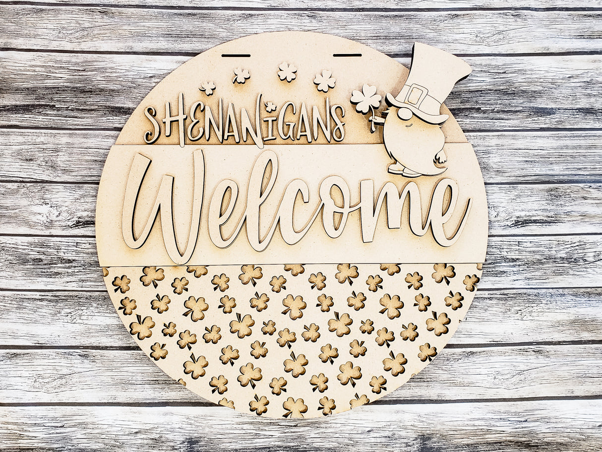 Shenanigans Welcome with Leprechaun Gnome Door Hanger - Lvl 1