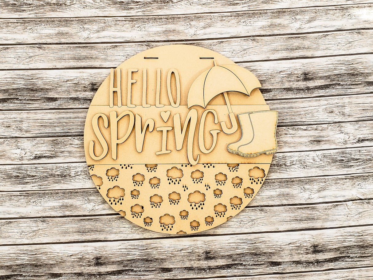 Hello Spring Umbrella Door Hanger - Lvl 1