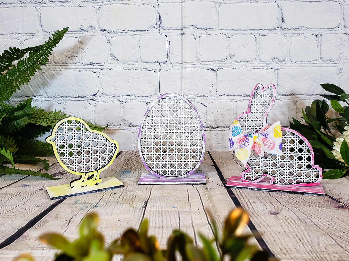 Rattan Easter Standing Chick Bunny Egg
