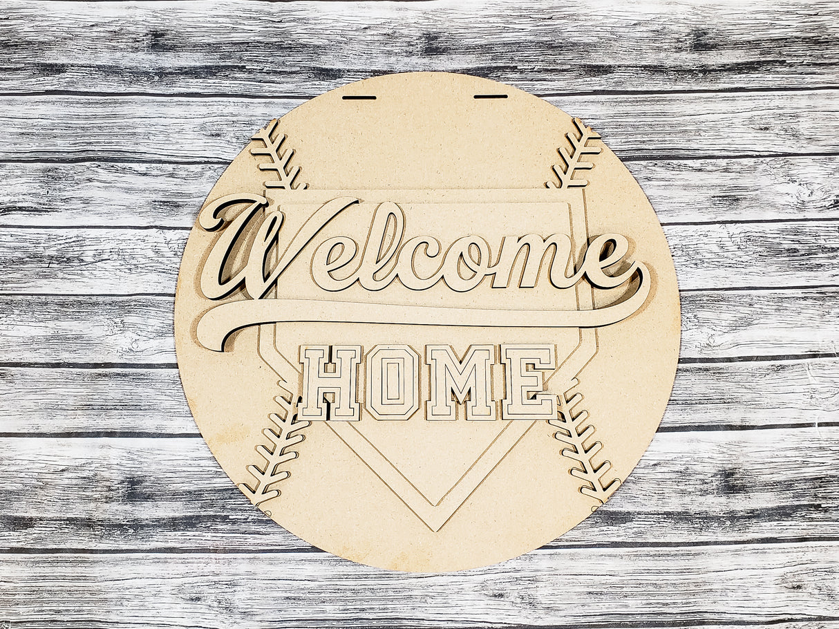 Welcome HOME Baseball Homeplate Door Hanger DIY Unfinished Kit