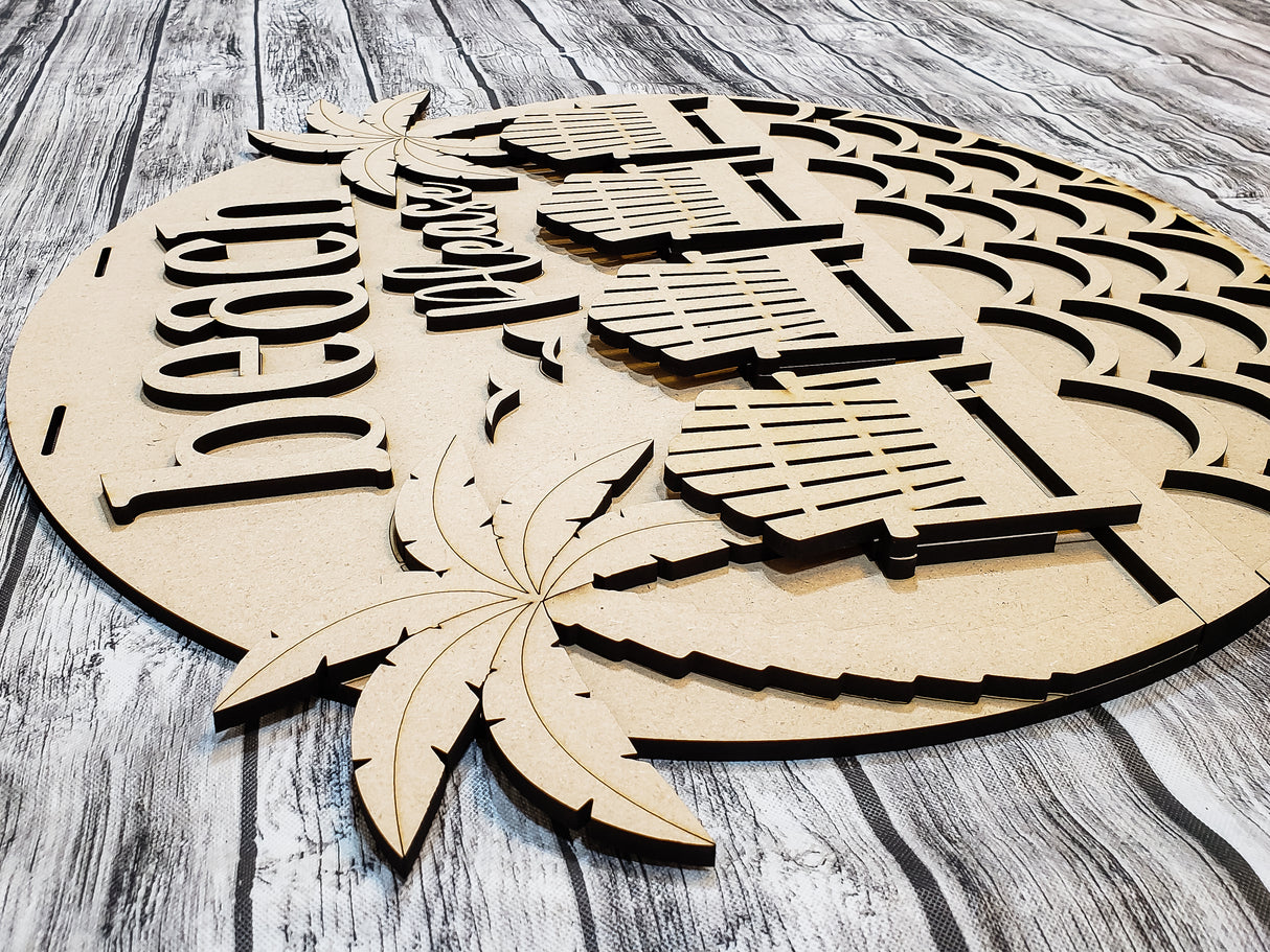 Beach Please Door Hanger DIY Unfinished Kit
