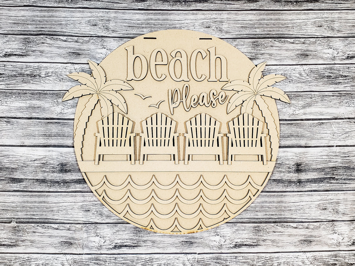 Beach Please Door Hanger DIY Unfinished Kit