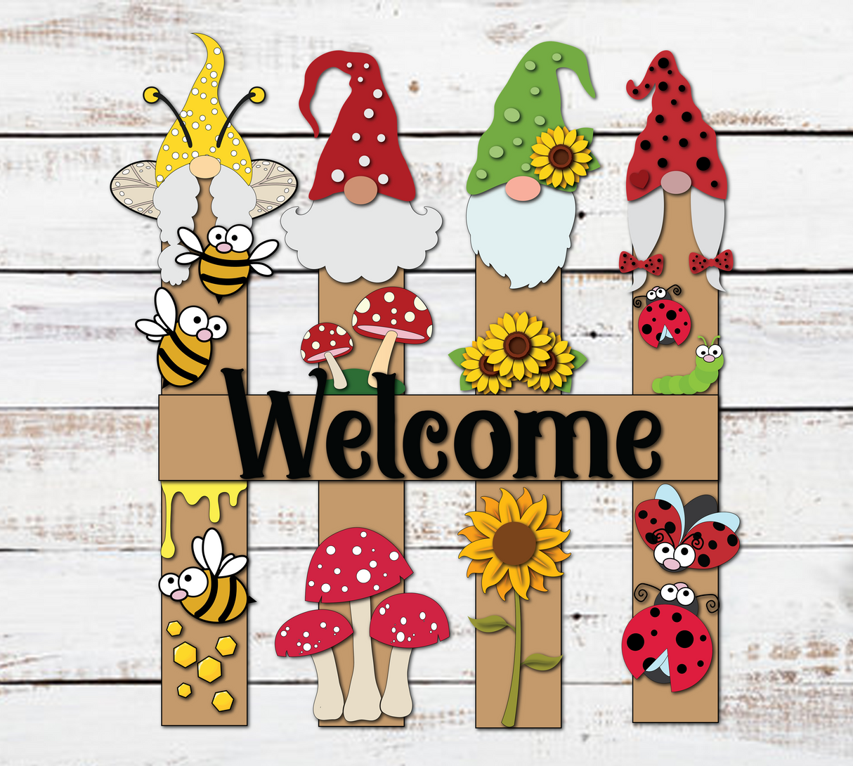 3D Happy Summer Gnome Porch Leaner SVG