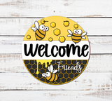 Welcome Friends Cartoon Bee Door Hanger - Lvl 2