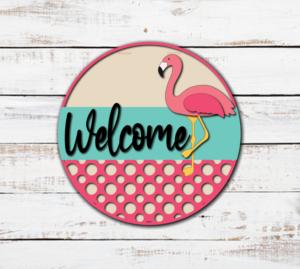Flamingo Welcome Door Hanger SVG