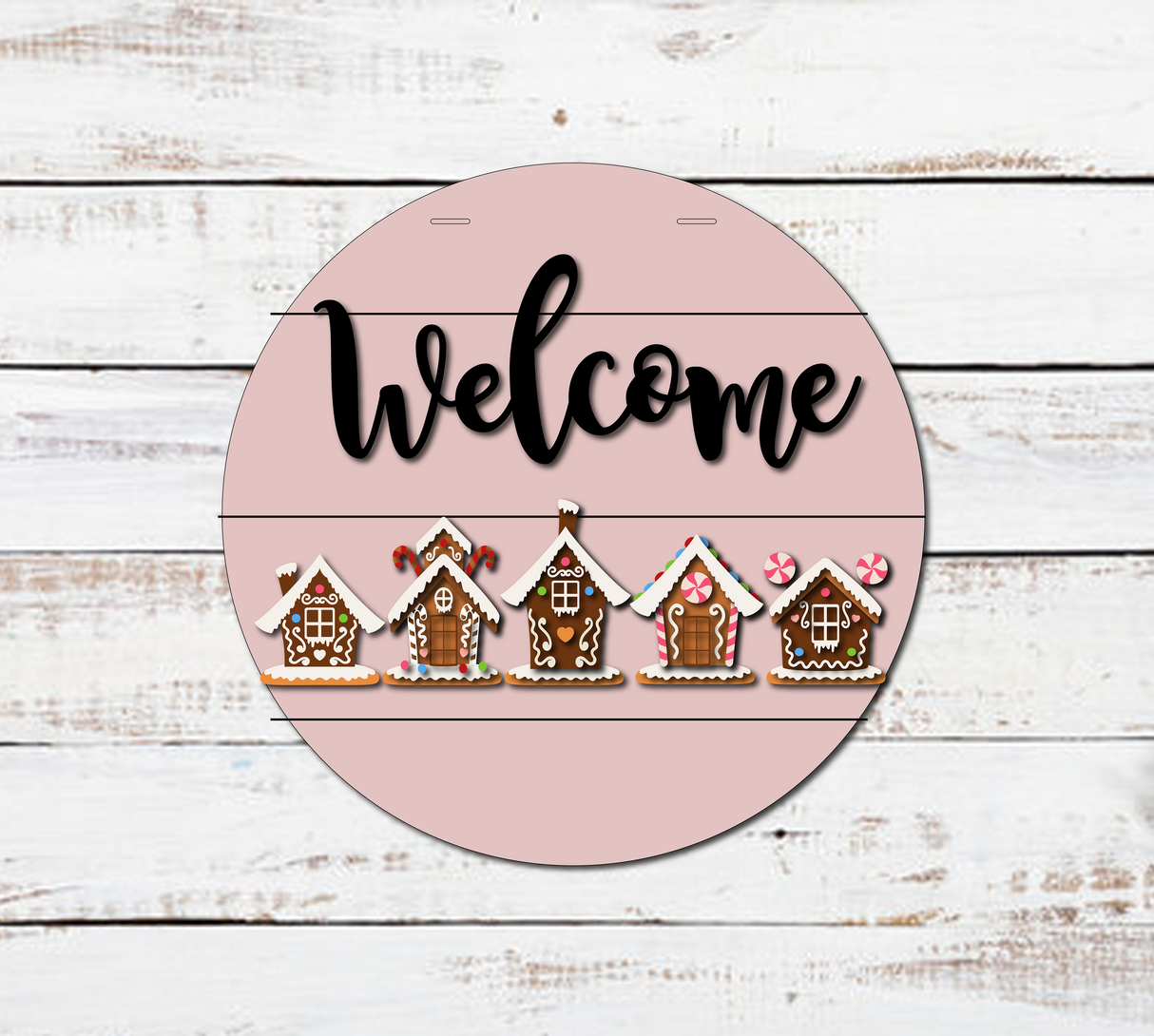Welcome Gingerbread Houses Door Hanger SVG