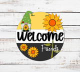 Welcome Friends Sunflower Gnome Door Hanger - Lvl 2