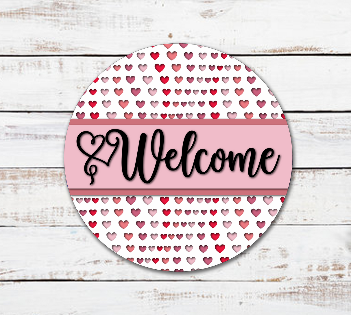 Welcome Small Heart Pattern Door Hanger SVG