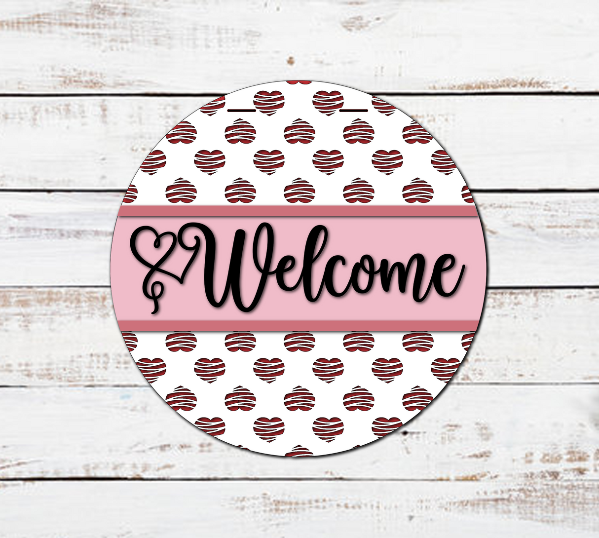 Welcome Scribble Heart Pattern Door Hanger SVG