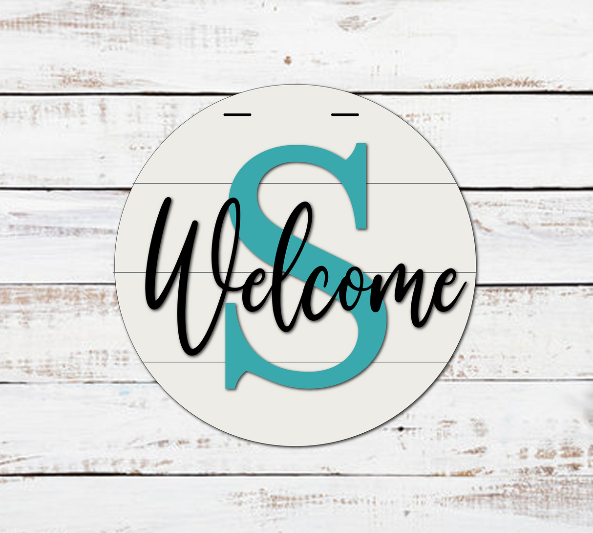 White - Monogram Welcome Door Hanger