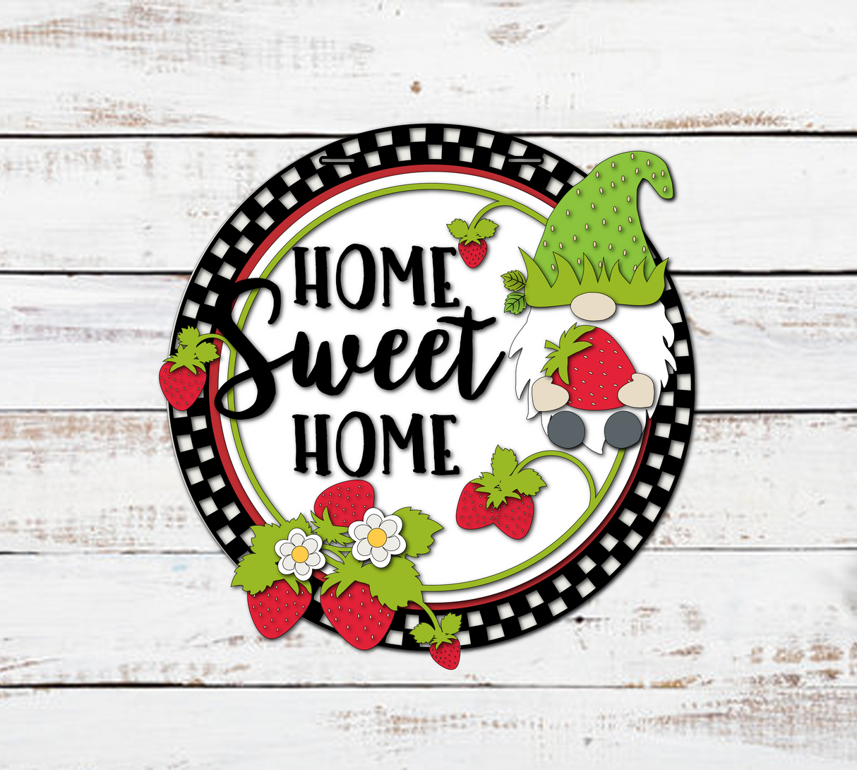 HOME SWEET HOME Strawberry Gnome Door Hanger SVG