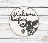 Welcome Heifers w/ Cow Holding Flower Door Hanger - LEVEL 1