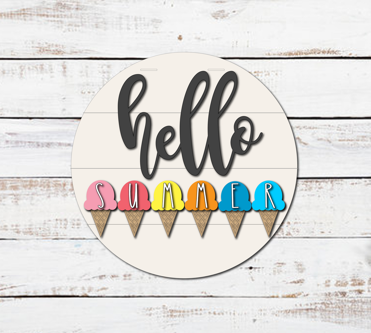 Hello Summer Ice Cream Door Hanger - LEVEL 1