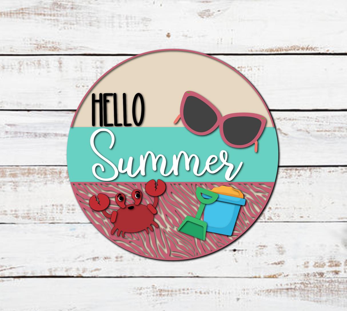 HELLO Summer Sunglasses with Accents Door Hanger SVG