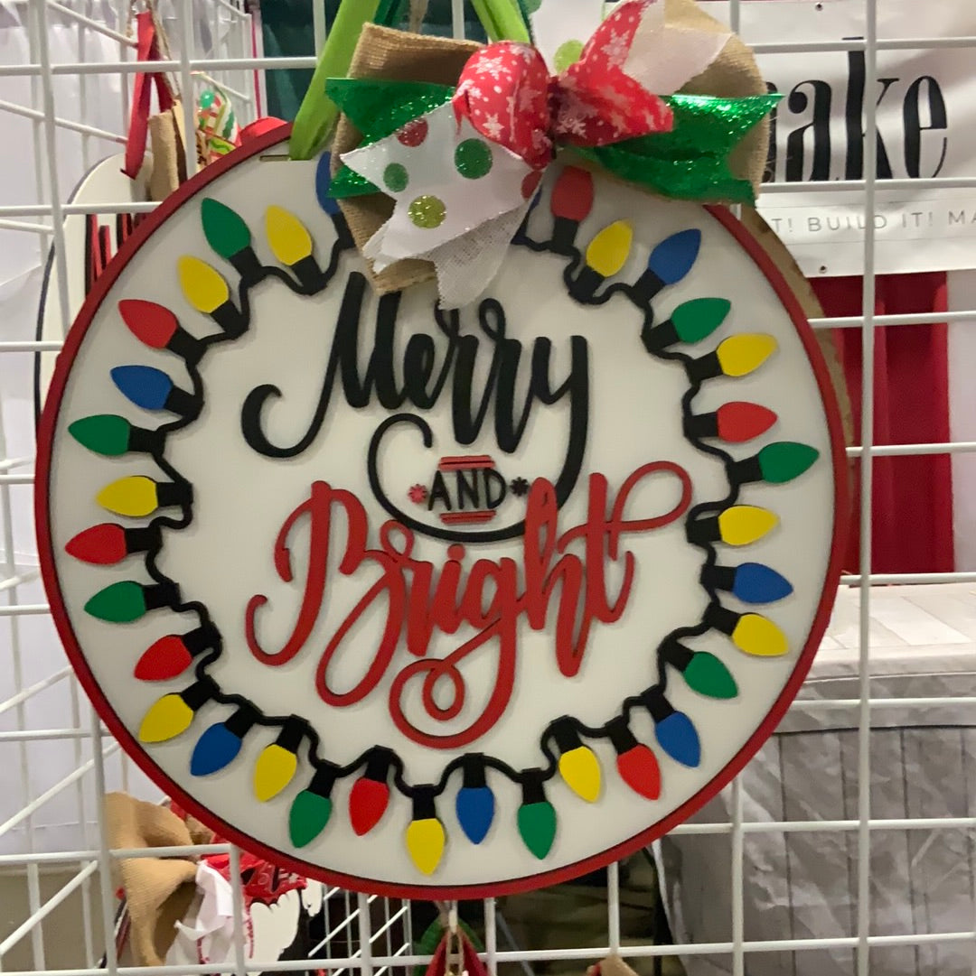 Merry & Bright Lights Door Hanger - Finished