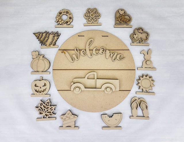 3D Side Vintage Truck with Interchangeable Cargo - Personalized