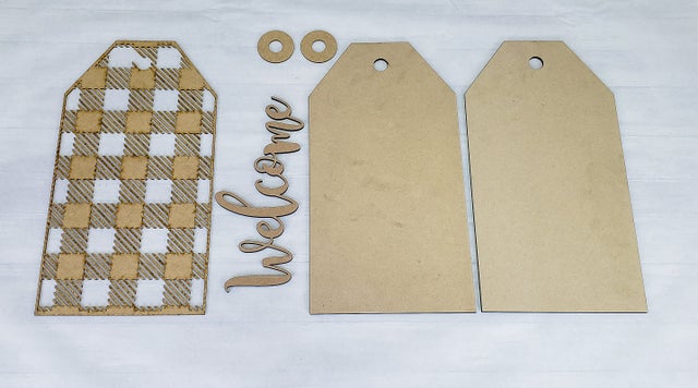 3D Buffalo Plaid Welcome Door Tag Kit