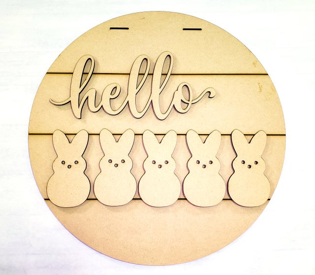 3D hello Peeps Door Hanger