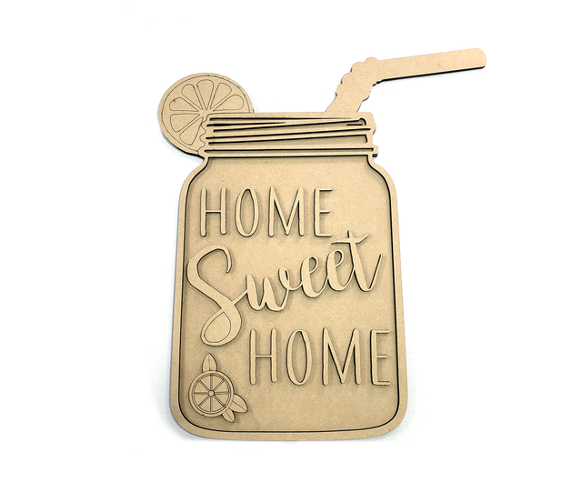 HOME Sweet HOME Lemonade Mason Jar with Straw Door Hanger - LEVEL 1