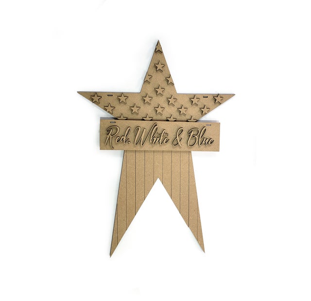 June Make it LIVE! 3D American Flag Star Door Hanger Unfinished Kit