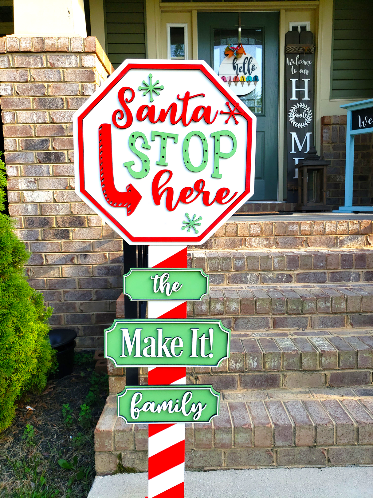 Santa Stop Here Personalized Post Unfinished Kit